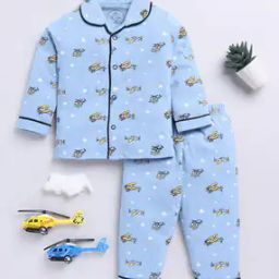 Boys Novelty Print Cotton Shirt & Pants Set-picture-28