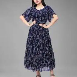 Women Micro PrintGown Dress-image-44