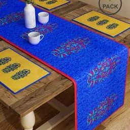 Set of 6 Floral Print Table Placemats & Runner-10