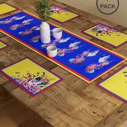 Set of 6 Floral Print Table Placemats & Runner-15