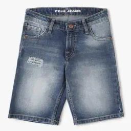 Heavily Washed Shorts with Insert Pockets-image-12