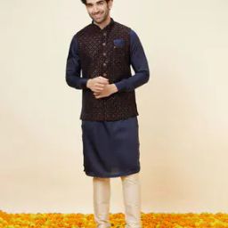 Men Embroidered Regular Fit Nehru Jacket-37