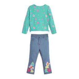 Girls Floral Print Top & Pants Set-image-5