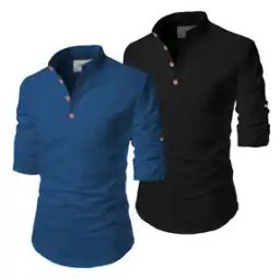 Men Pack of 2 Slim Fit Short Kurtas-image-72