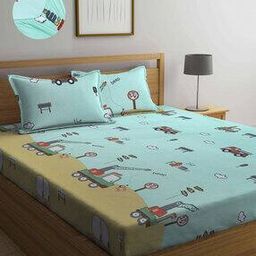 Graphic Print Double Size Fitted Bedsheet-image-77