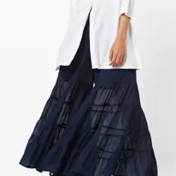 Flared Palazzo Pants with Tiered Panels-image-43