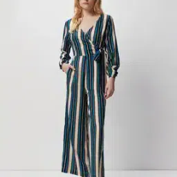 Striped Wrap Jumpsuit-image-2