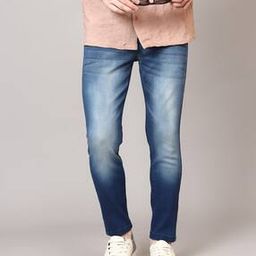Shein Elasticated Drawstring Waist Mid Wash Tapered Jeans-image-36