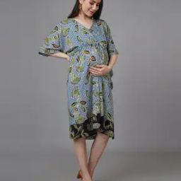 Leaf Print A-Line Materity Dress-image-28