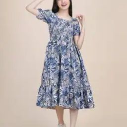 Girls Floral Print Fit & Flare Dress-image-38