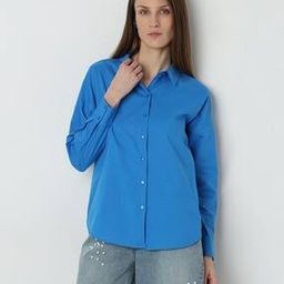 Women Regular Fit Shirt with Spread Collar-image-89