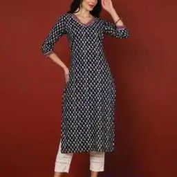 Women Floral Print Cotton Straight Kurta-image-78