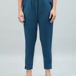 Women Mid-Rise Pants with Elasticated Waist-image-34