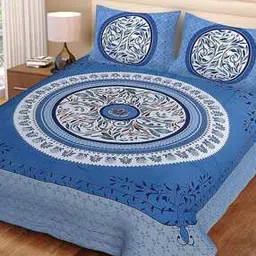 Floral Printed Double Bedsheet With 2 Pillow Covers TC 120-150-image-98