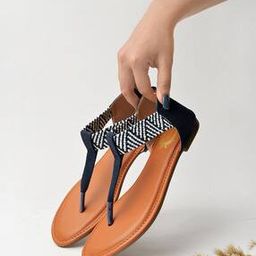 T-Strap Slip-On Flat Sandals-13