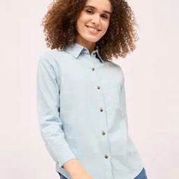 Women Regular Fit Shirt with Spread Collar-image-15