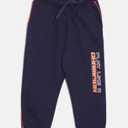 Boy Typographic Print Joggers with Drawstring-1