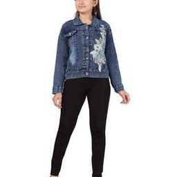 Washed Jacket with Floral Applique-picture-41
