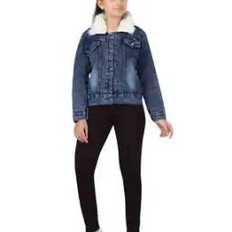 Washed Jacket with Faux Fur Collar-image-7