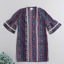 Girls Floral Print Front-Open Shrug-25
