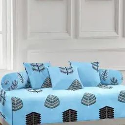 Set of 6 350 TC Leaf Print Bedsheet with Bolsters & Cushion Covers-image-6