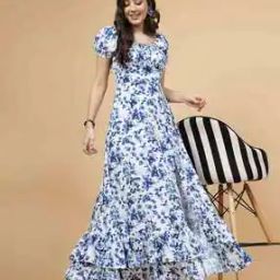 Women Floral Print Gown Dress-image-11
