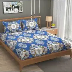 180 TC Floral Print Double Bedsheet with Pillow Covers-picture-21