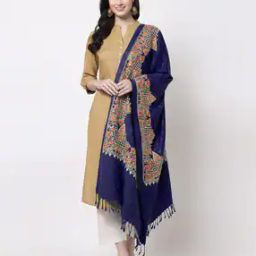 Embroidered Shawl with Tassels-14