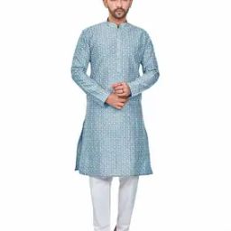 Men Embroidered Regular Fit Long Kurta-image-34