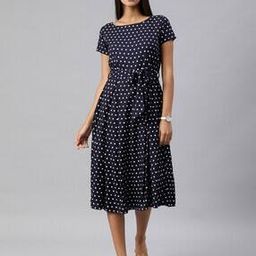Women Polka-dot Fit and Flare Dress-image-97