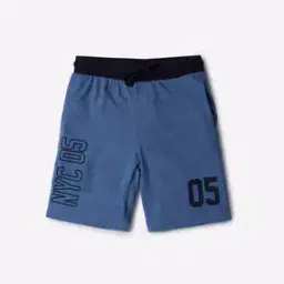 Numeric Print Shorts with Contrast Elasticated Drawstring Waist-image-3