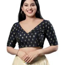 Women Back Open Blouse with Tie-Up Detail-image-57