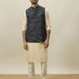 Printed Nehru Jacket with Welt Pocket-2