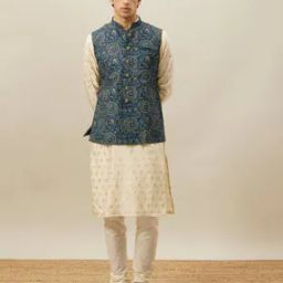 Printed Nehru Jacket with Welt Pocket-image-2