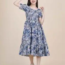 Girls Printed Fit & Flare Dress-image-9