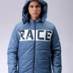 Men Typographic Print Slim Fit Hooded Puffer Jacket-picture-20