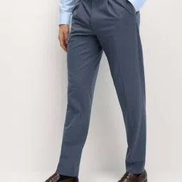 marks & spencer Men Patterned Tailored Fit Pletaed Trousers-picture-37