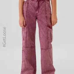 Girls Wid-Leg Cotton Cargo Pants-image-4