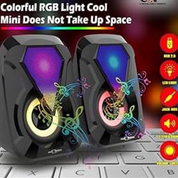 generic Computer Speaker Multimedia Sound Bass Speakers with Colourful LED Modes Auxiliary System for PC Laptop (RGB Speaker) image 2