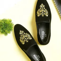 Teakwood Leathers Men Black Suede Loafers-image-20