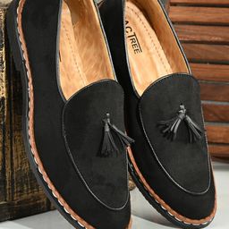 Mactree Men Black Suede Loafers-55