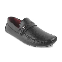 Metro Men Textured Zip-Detail Leather Loafers-picture-25