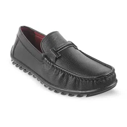 Metro Men Textured Leather Horsebit Loafers-17