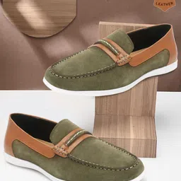 Carlton London Men Colourblocked Lightweight Leather Penny Loafers-image-7