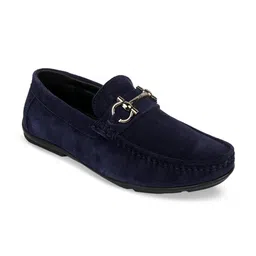 BRATVA Men Blue Solid Leather Loafers-picture-9