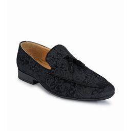 San Frissco Men Black Woven Design Loafers-image-22