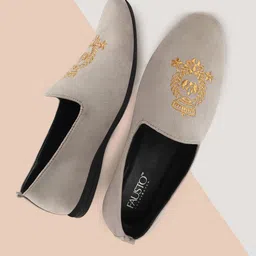 FAUSTO Men Round Toe Embroidery Lightweight Velvet Loafers-picture-55