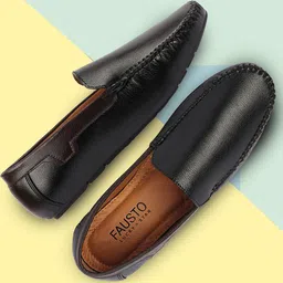 FAUSTO Men Black PU Lightweight Loafers-image-67