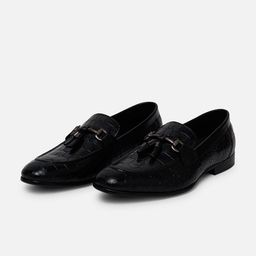 EZOK Men Textured Antibacterial Leather Tasselled Formal Loafers-image-21