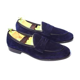 Wolvenmilano Men Bow Suede Penny Loafers-image-66